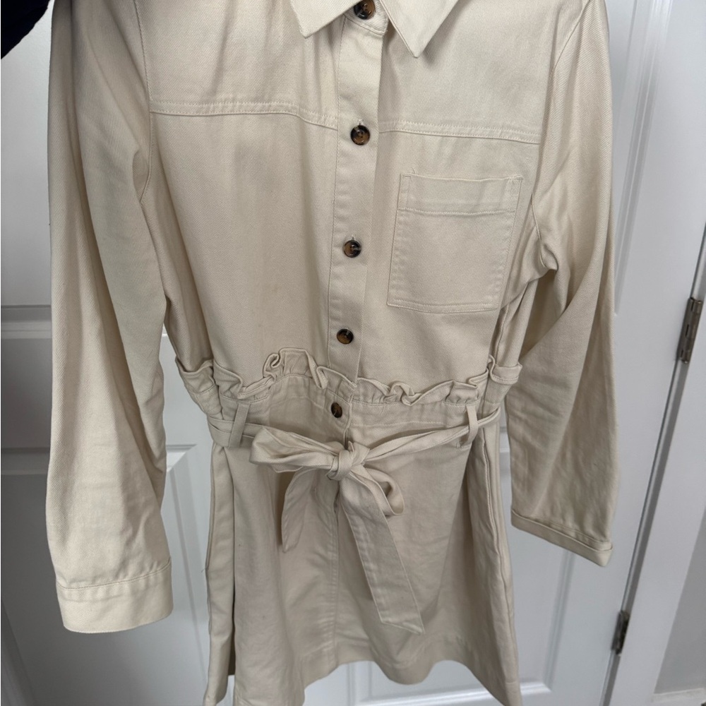 Who What Wear Cream Button-Down Dress